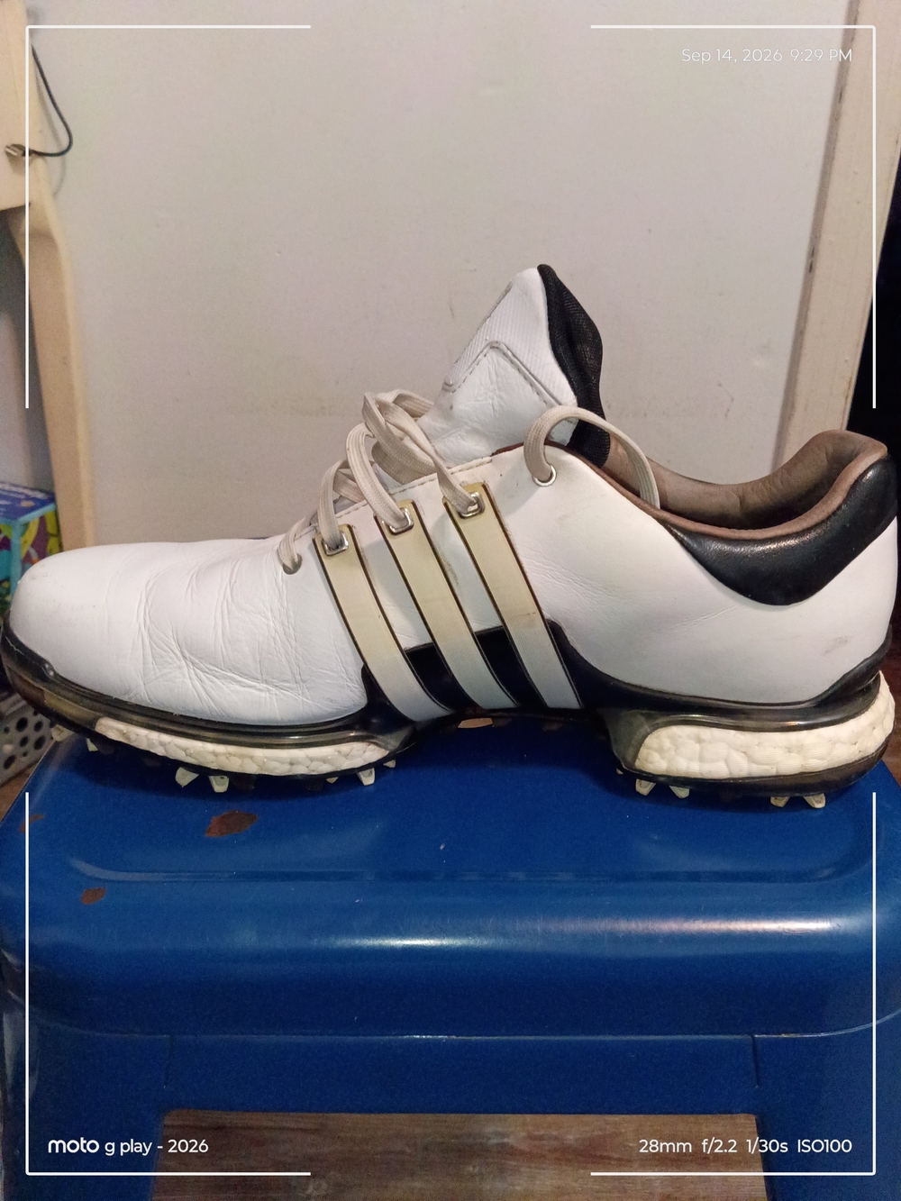 Men's White Golf Shoes with Black Accents